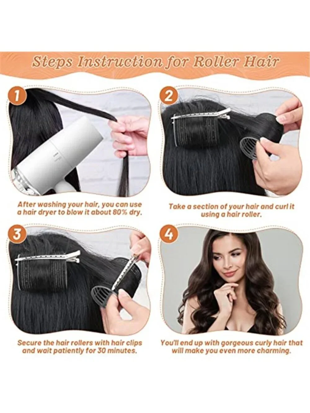 Hair Curler Rollers for Women 24PCS Heatless Hair Roller with 12 PCS Clips